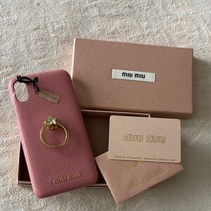 Miu Miu Blush Pink Phone Case with Gold Accent Crystal Star iPhone XS/X